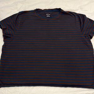 Everlane boxy t-shirt, navy/brown stripe, XXL